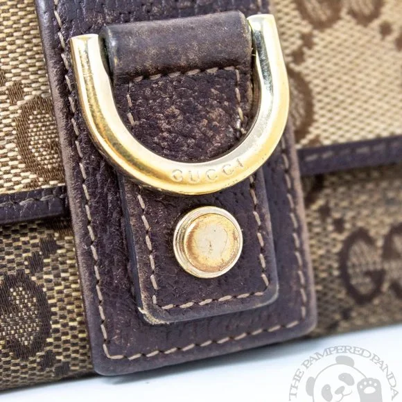 GUCCI GG Monogram Canvas Italian Leather Key Case Holder Brown Snap Closure - Picture 2 of 6